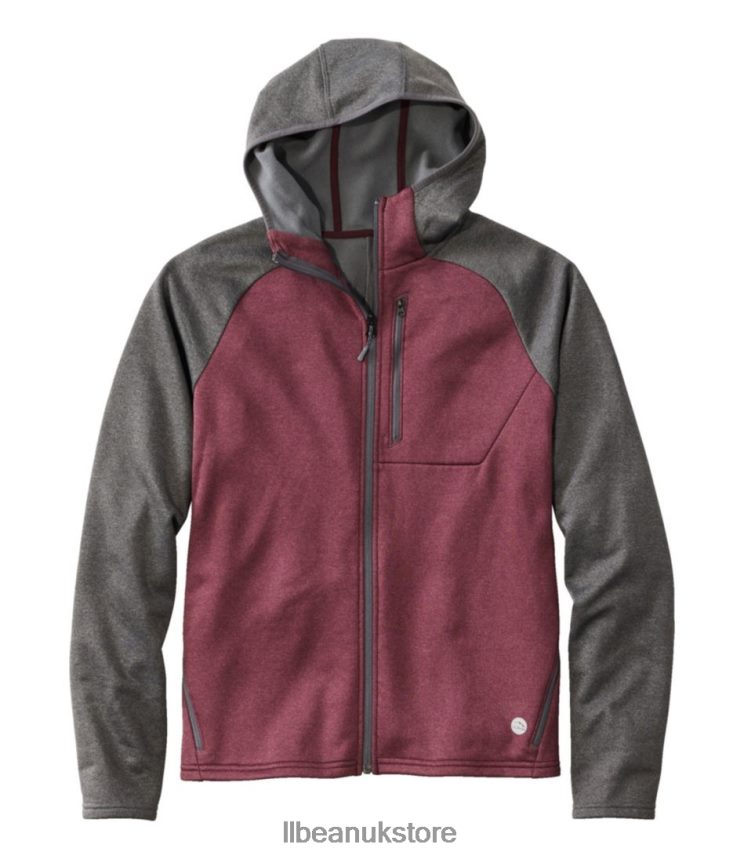 Outerwear L.L.Bean Mountain Fleece Full-Zip Hoodie Alloy Gray/Burgundy Men 0VRR66522