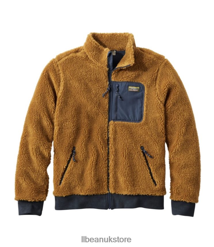 Outerwear L.L.Bean Sherpa Fleece Jacket Antique Gold/Carbon Navy Men 0VRR665947