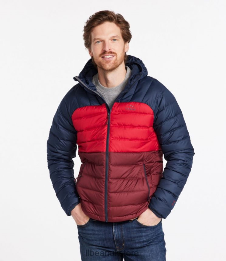 Outerwear L.L.Bean Down Hooded Jacket Burgundy/Nautical Navy Men 0VRR66913