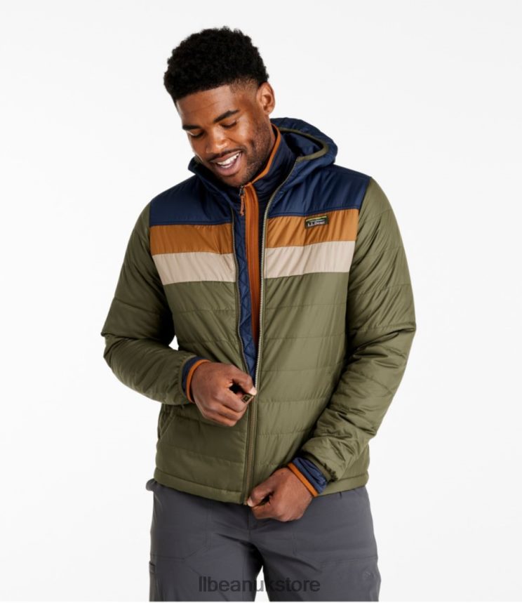 Outerwear L.L.Bean Mountain Classic Puffer Hooded Jacket Forest Gray/Carbon Navy Men 0VRR664950
