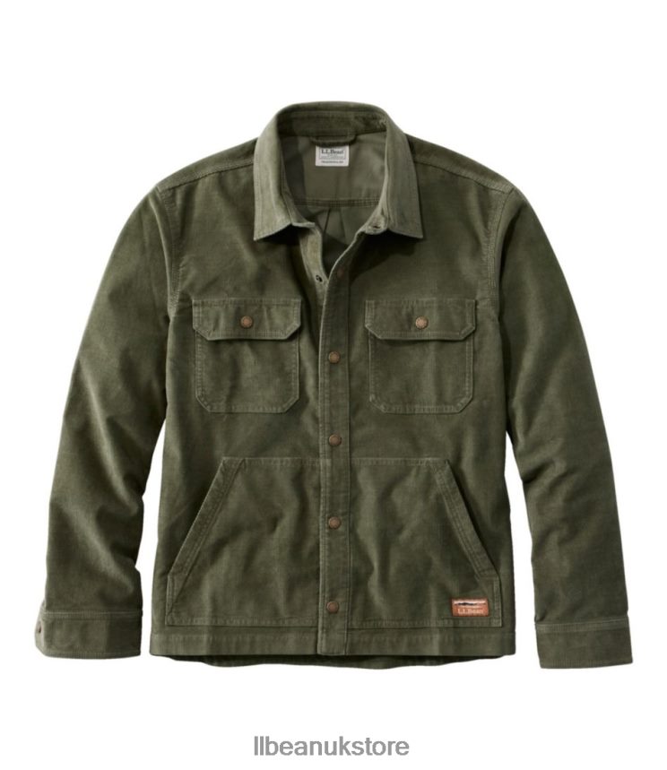 Clothing L.L.Bean BeanBuilt Corduroy Shirt Jac Deep Olive Men 0VRR663036