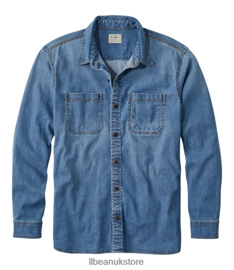 Clothing L.L.Bean BeanFlex Denim Shirt Stonewashed Men 0VRR663204