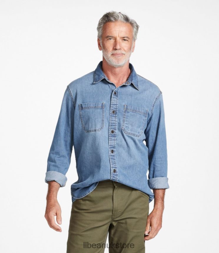 Clothing L.L.Bean BeanFlex Denim Shirt Stonewashed Men 0VRR663204