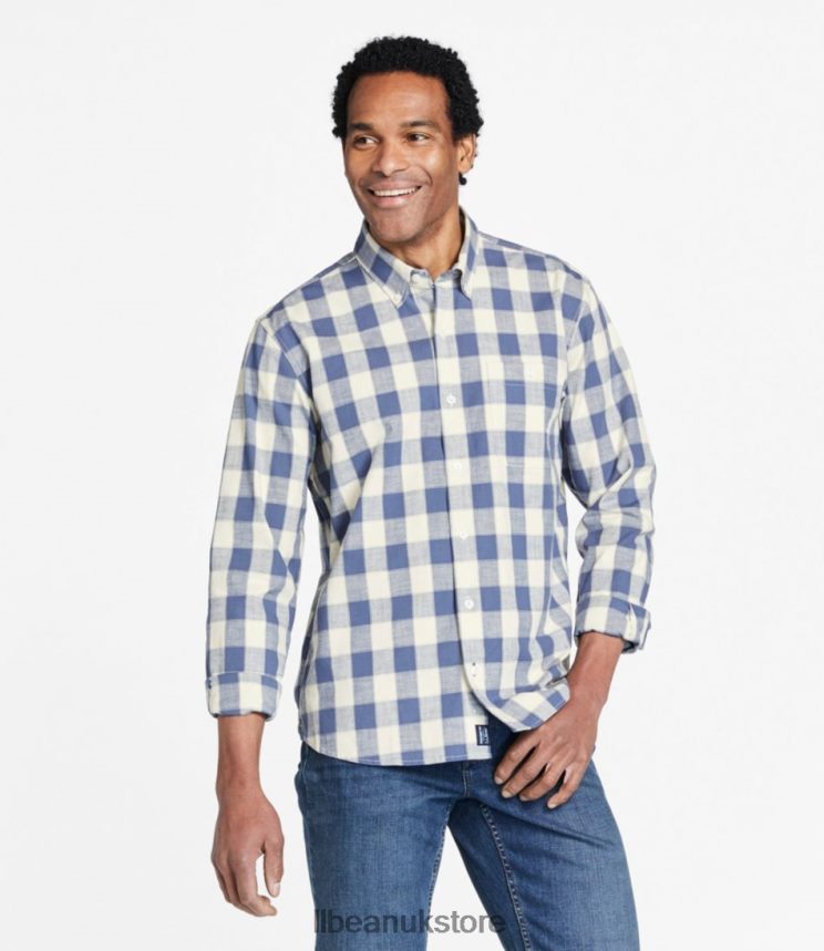 Clothing L.L.Bean Comfort Stretch Chambray Shirt Pale Turquoise Men 0VRR664846