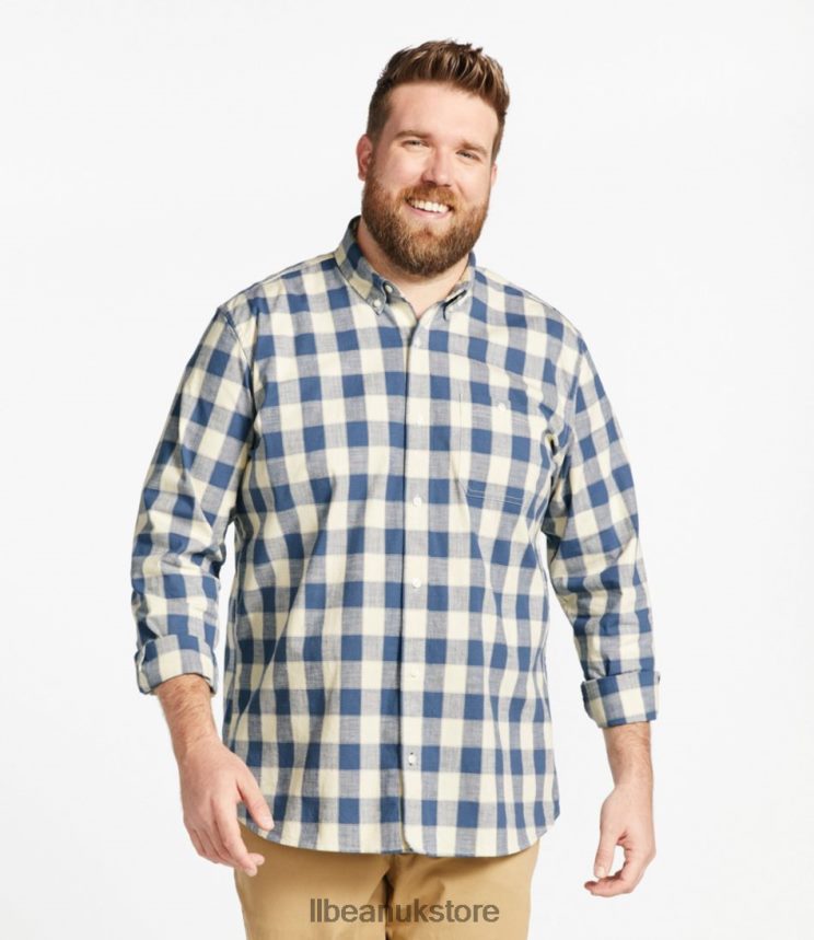 Clothing L.L.Bean Comfort Stretch Chambray Shirt Pale Turquoise Men 0VRR664846