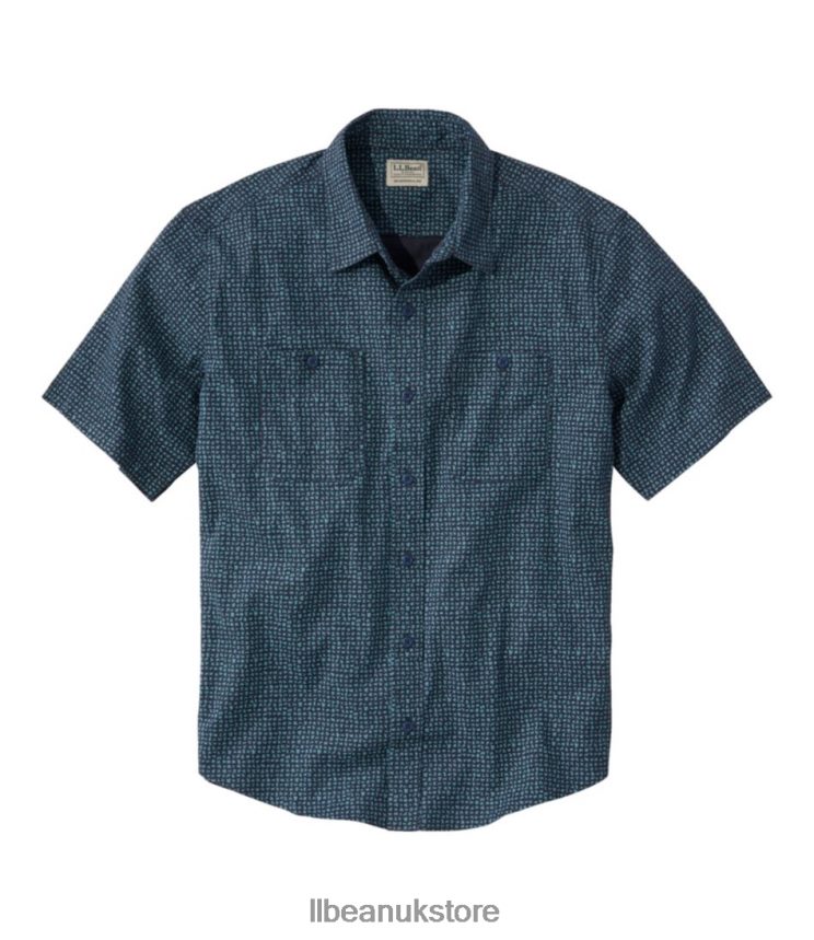 Clothing L.L.Bean Lakewashed Camp Shirt Carbon Navy Geo Men 0VRR663492