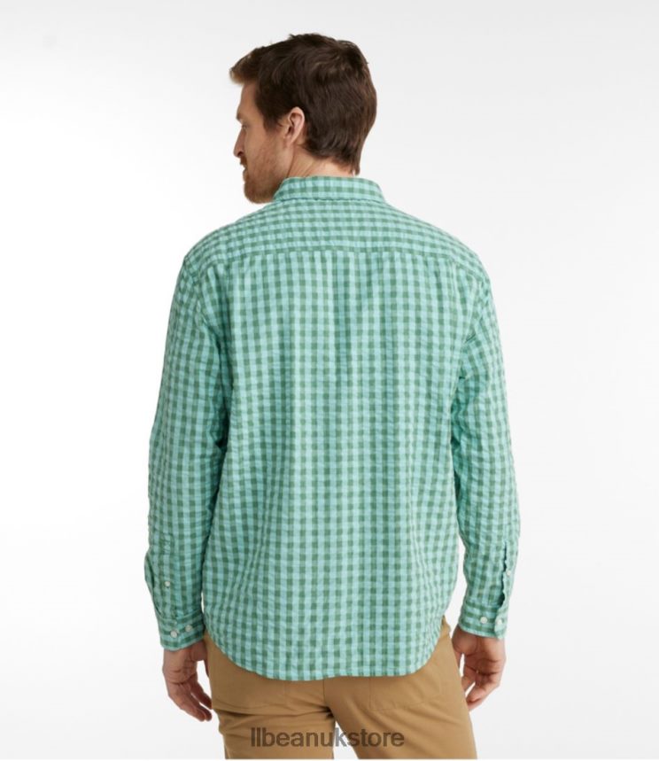 Clothing L.L.Bean Organic Cotton Seersucker Shirt Bluebell Men 0VRR663164