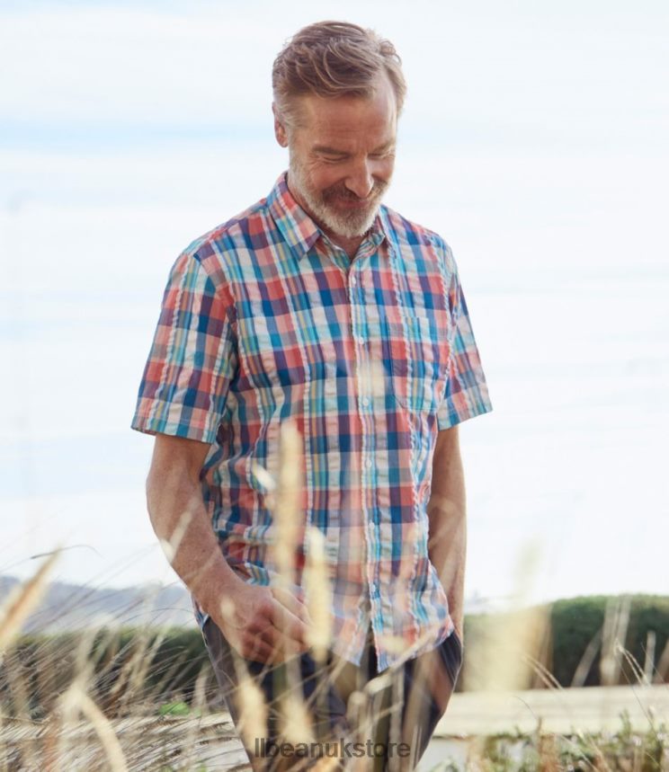 Clothing L.L.Bean Organic Cotton Seersucker Shirt True Navy Men 0VRR665761