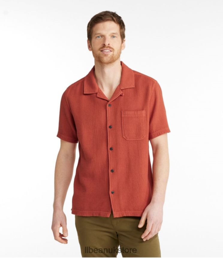 Clothing L.L.Bean Rugged Waffle Shirt Rangeley Blue Men 0VRR66337