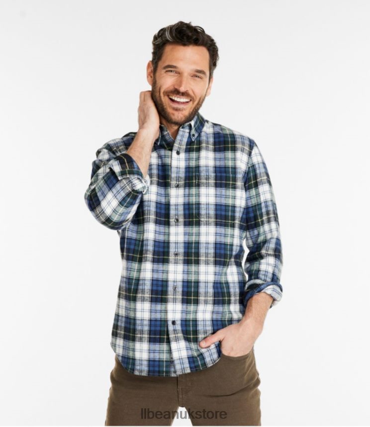 Clothing L.L.Bean Scotch Plaid Flannel Shirt Black Watch Patchwork Men 0VRR663281