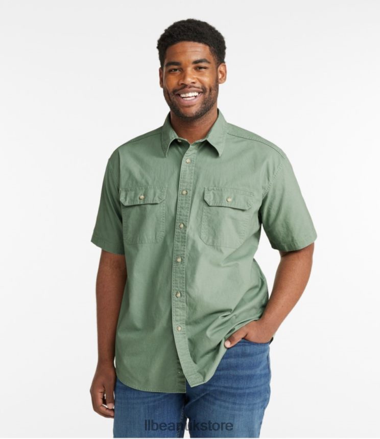 Clothing L.L.Bean Sunwashed Canvas Shirt Sunlit Coral Men 0VRR665979
