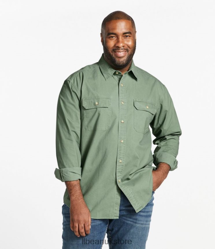 Clothing L.L.Bean Sunwashed Canvas Shirt Sunlit Coral Men 0VRR667026
