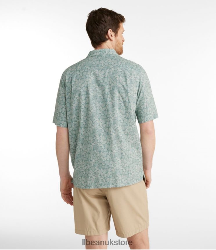 Clothing L.L.Bean Tropics Shirt Storm Blue Leaves Men 0VRR6668