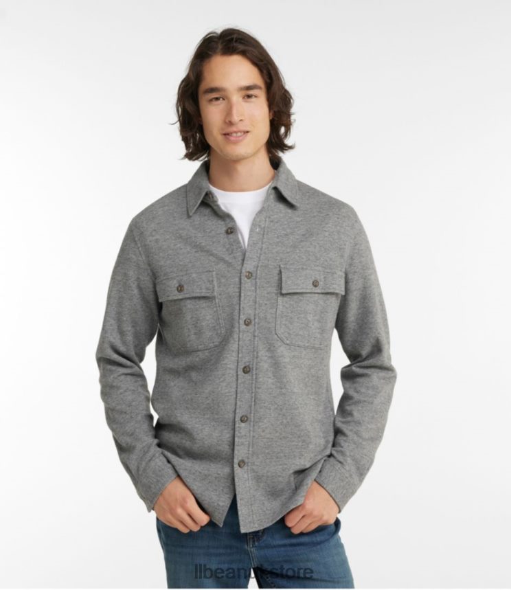 Clothing L.L.Bean x Double L Washed Cotton Double-Knit Chamois Shirt Shale Gray Heather Men 0VRR663354