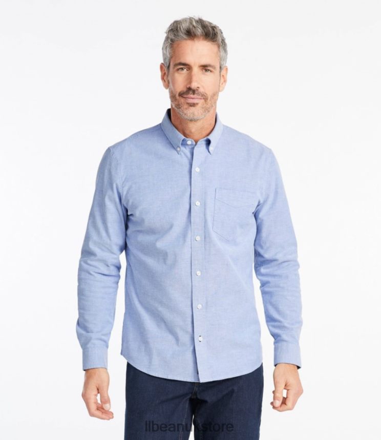 Clothing L.L.Bean Comfort Stretch Oxford Shirt Light Cobalt Men 0VRR66429
