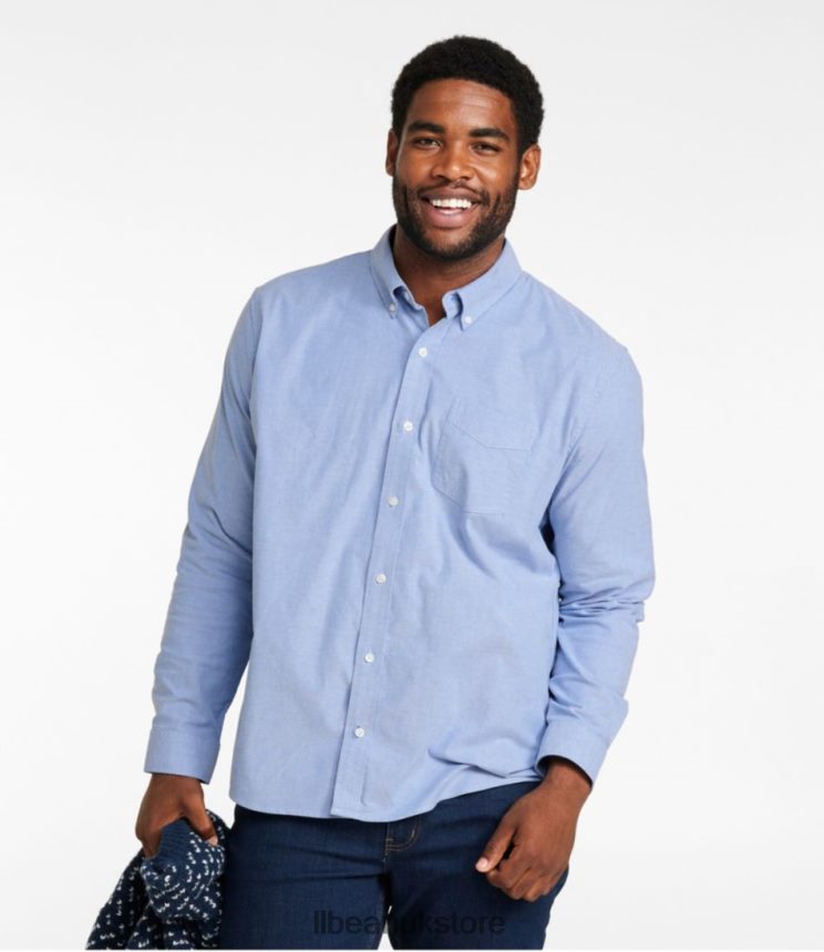 Clothing L.L.Bean Comfort Stretch Oxford Shirt Light Cobalt Men 0VRR66429