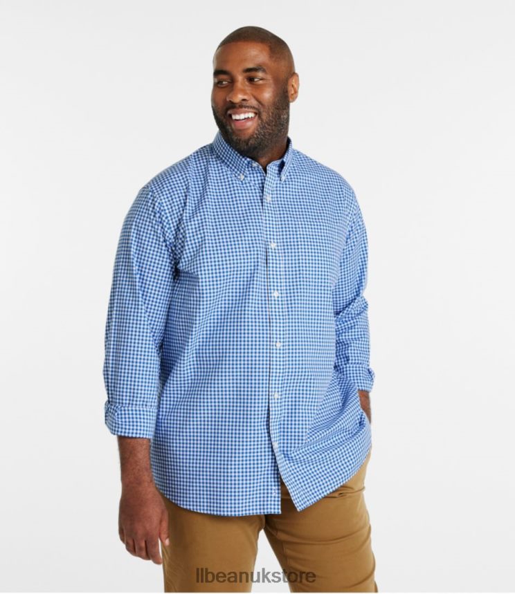 Clothing L.L.Bean Wrinkle-Free Kennebunk Sport Shirt Deep Turquoise Men 0VRR666456