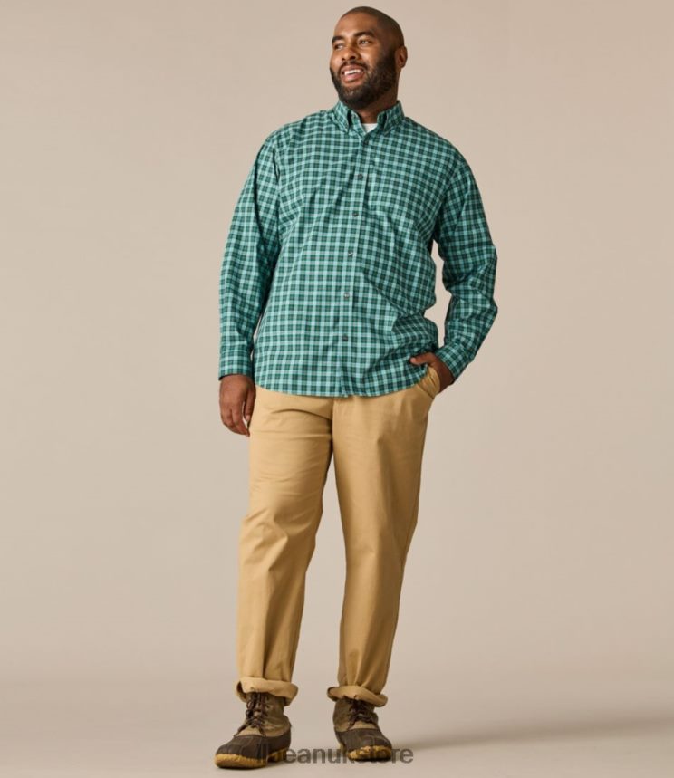 Clothing L.L.Bean Wrinkle-Free Kennebunk Sport Shirt Deep Turquoise Men 0VRR666456