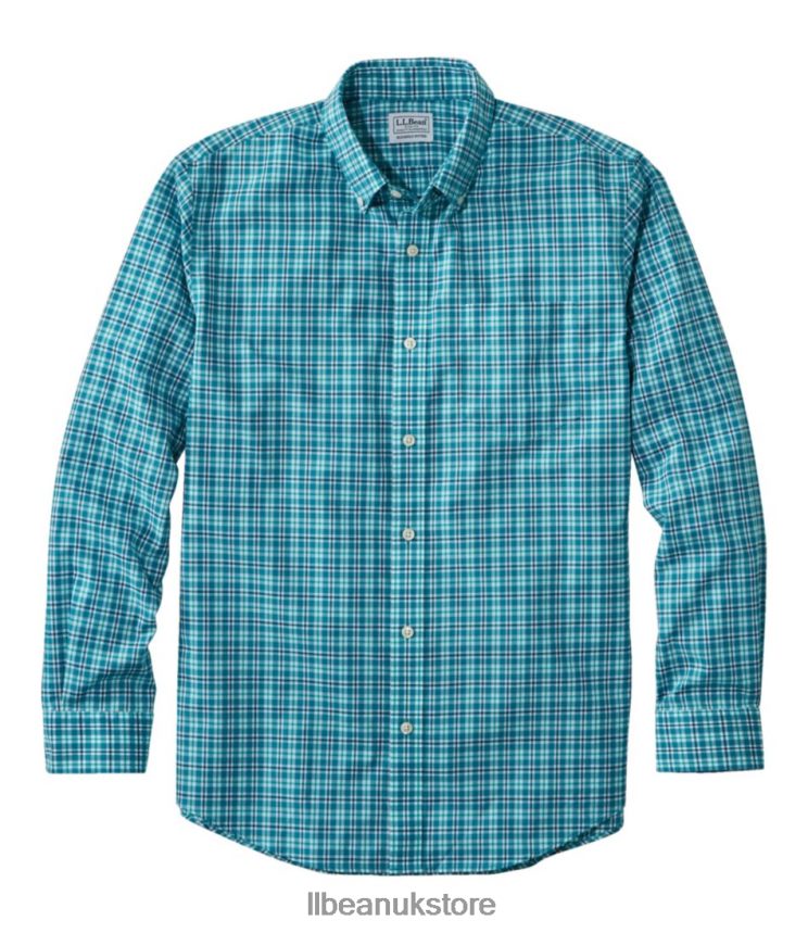 Clothing L.L.Bean Wrinkle-Free Kennebunk Sport Shirt Deep Turquoise Men 0VRR667034