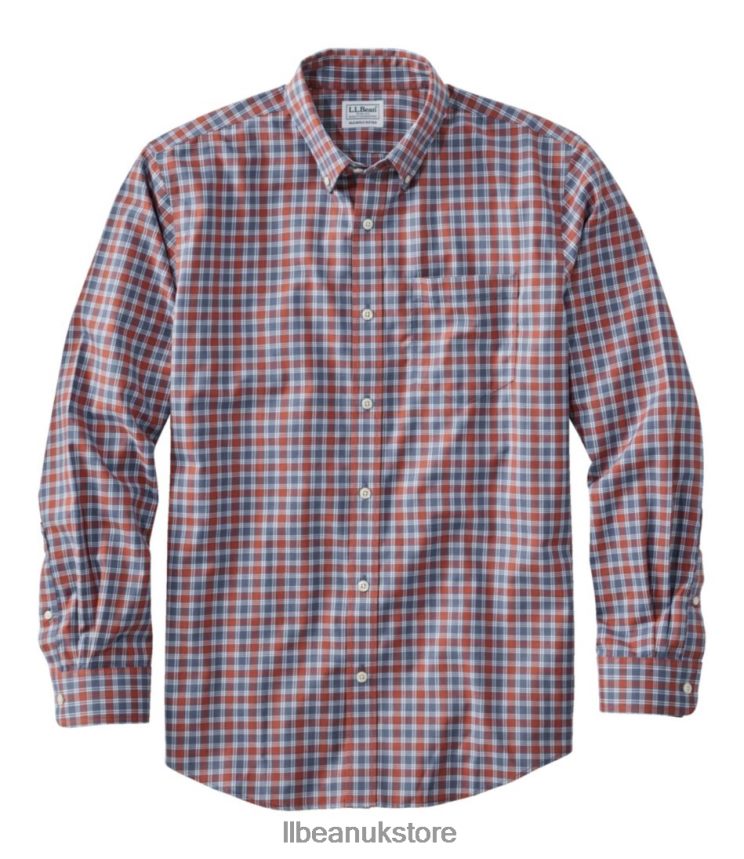 Clothing L.L.Bean Wrinkle-Free Kennebunk Sport Shirt Rust Orange Men 0VRR666639