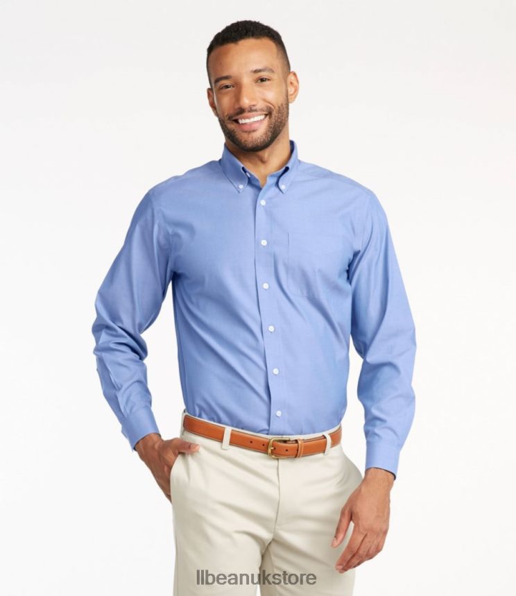 Clothing L.L.Bean Wrinkle-Free Pinpoint Oxford Cloth Shirt Blue Men 0VRR663507