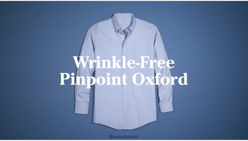 Clothing L.L.Bean Wrinkle-Free Pinpoint Oxford Cloth Shirt Blue Men 0VRR663507