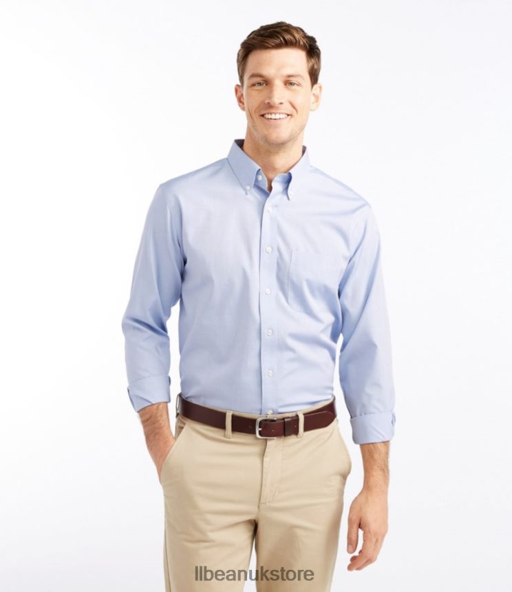 Clothing L.L.Bean Wrinkle-Free Pinpoint Oxford Cloth Shirt Blue Men 0VRR66727