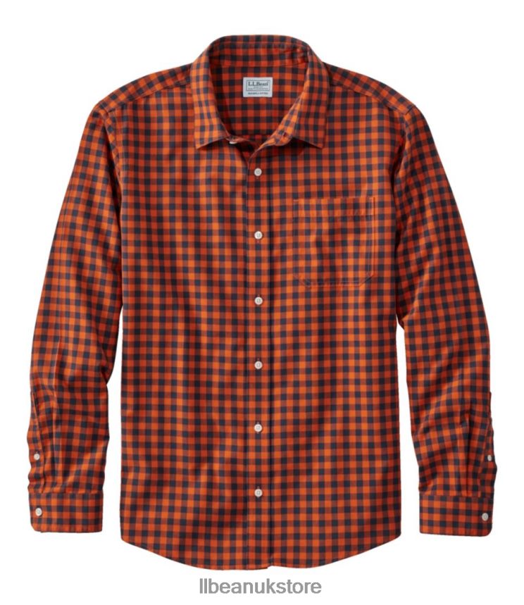 Clothing L.L.Bean Wrinkle-Free Ultrasoft Brushed Cotton Shirt Peak Orange Men 0VRR666960