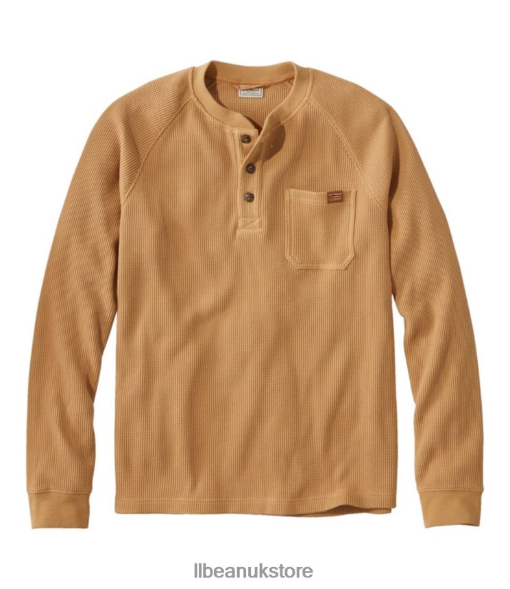 Clothing L.L.Bean BeanBuilt Waffle Henley Barley Men 0VRR66497