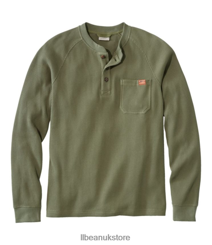 Clothing L.L.Bean BeanBuilt Waffle Henley Deep Olive Men 0VRR667013