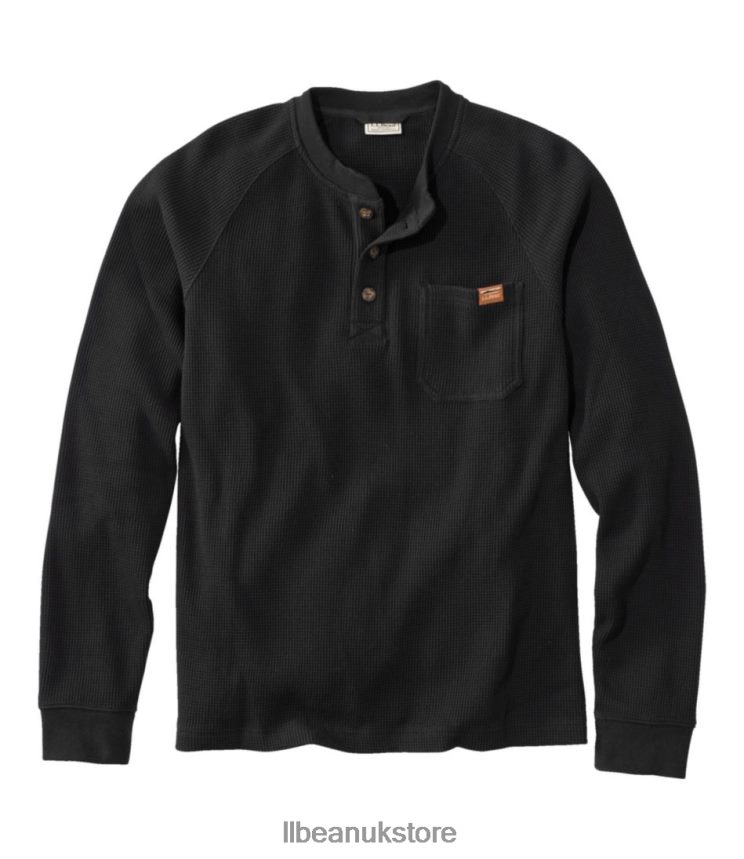 Clothing L.L.Bean BeanBuilt Waffle Henley Midnight Black Men 0VRR667301