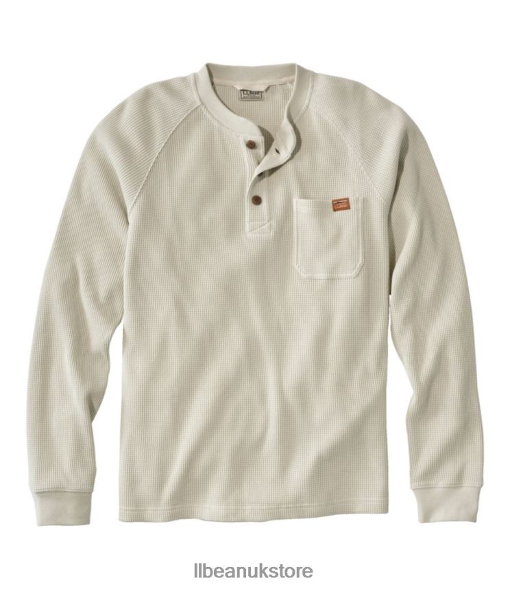 Clothing L.L.Bean BeanBuilt Waffle Henley Silver Birch Heather Men 0VRR664926