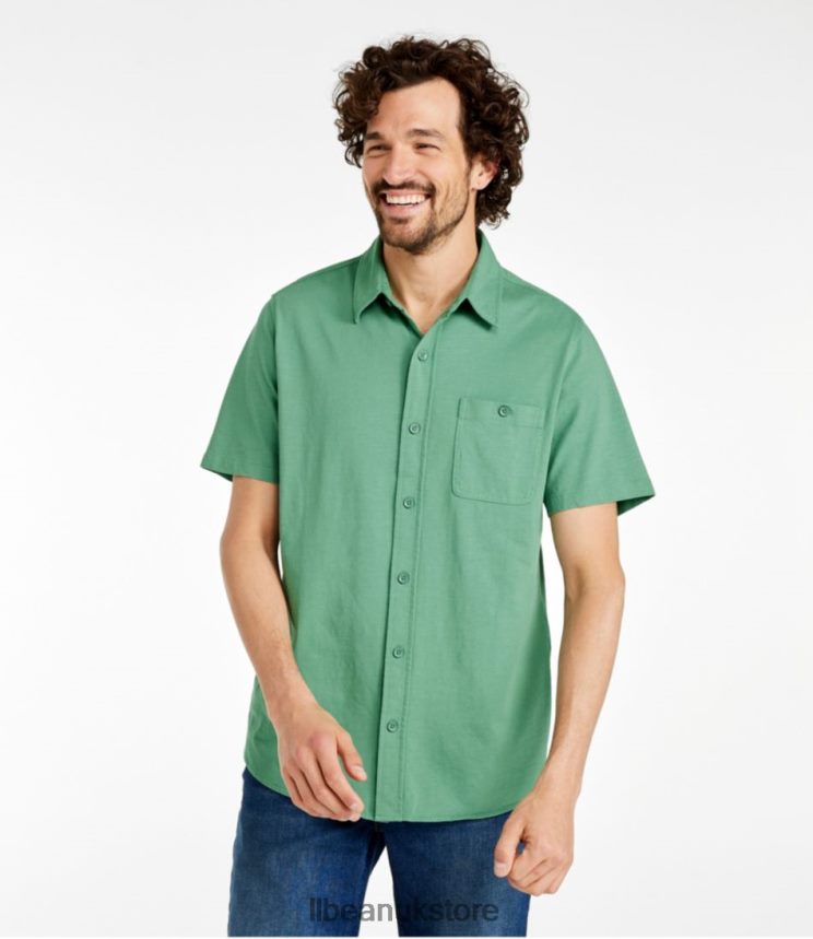 Clothing L.L.Bean Lakewashed Organic Cotton Button-Front Shirt Clover Men 0VRR664760