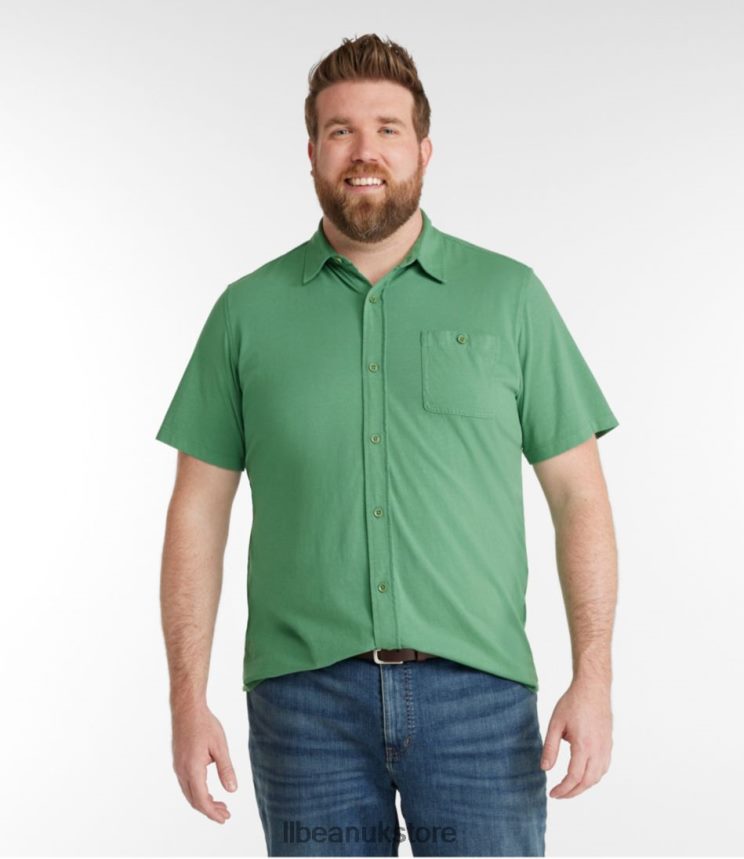 Clothing L.L.Bean Lakewashed Organic Cotton Button-Front Shirt Clover Men 0VRR664760