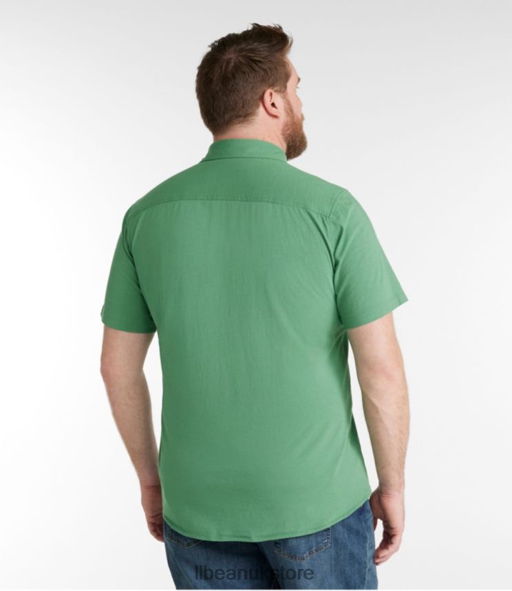 Clothing L.L.Bean Lakewashed Organic Cotton Button-Front Shirt Clover Men 0VRR664760