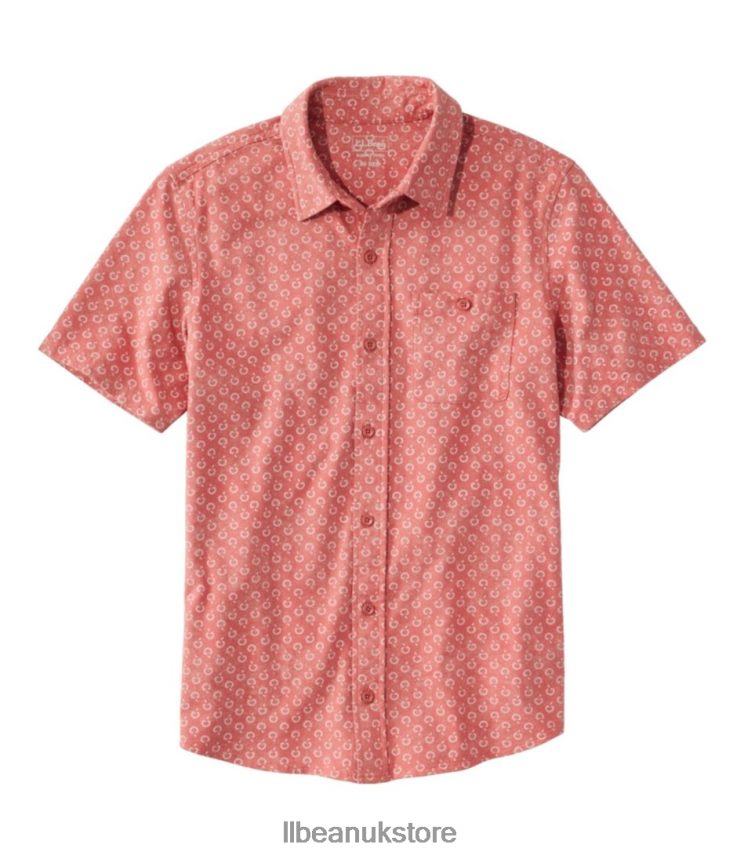 Clothing L.L.Bean Lakewashed Organic Cotton Button-Front Shirt Mineral Red Geo Men 0VRR665985