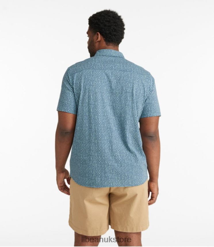 Clothing L.L.Bean Lakewashed Organic Cotton Button-Front Shirt Vintage Indigo Geo Men 0VRR66683