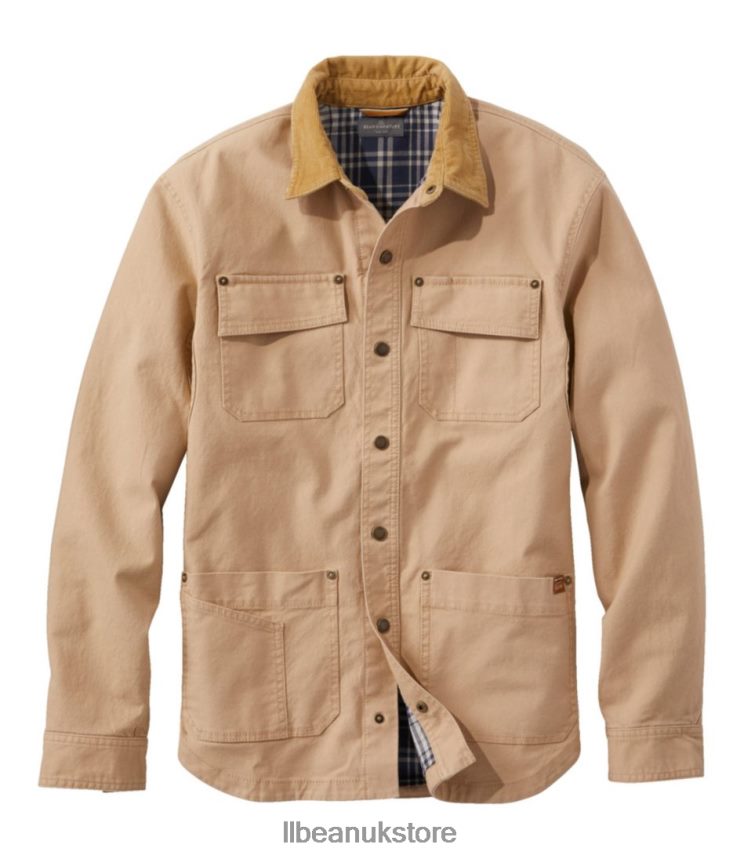 Clothing L.L.Bean Signature Lined Canvas Shirt Jac American Khaki Men 0VRR666000