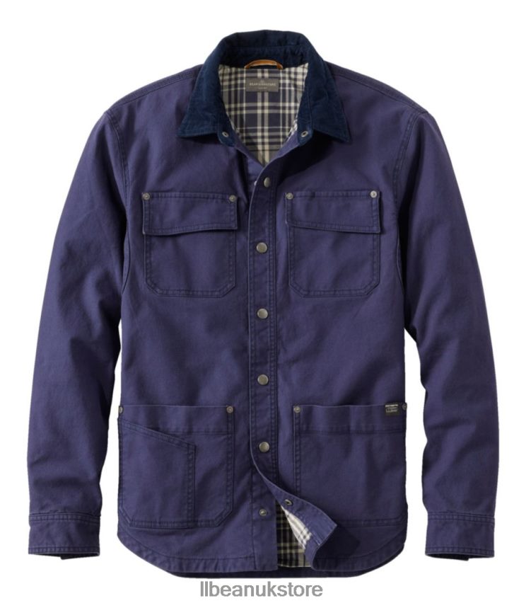 Clothing L.L.Bean Signature Lined Canvas Shirt Jac Darkest Navy Men 0VRR663515