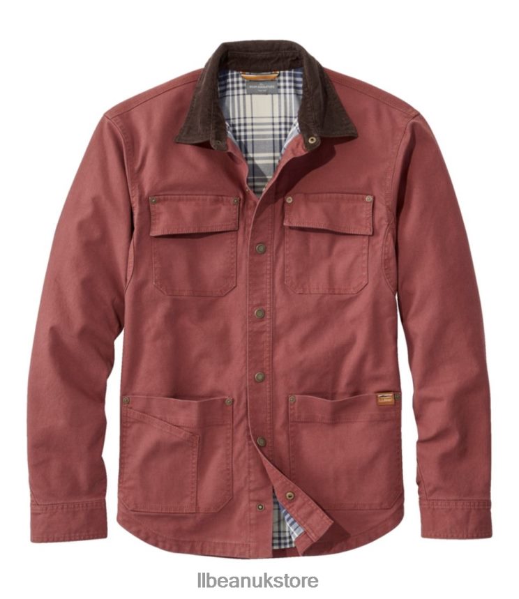 Clothing L.L.Bean Signature Lined Canvas Shirt Jac Light Hickory Men 0VRR66712