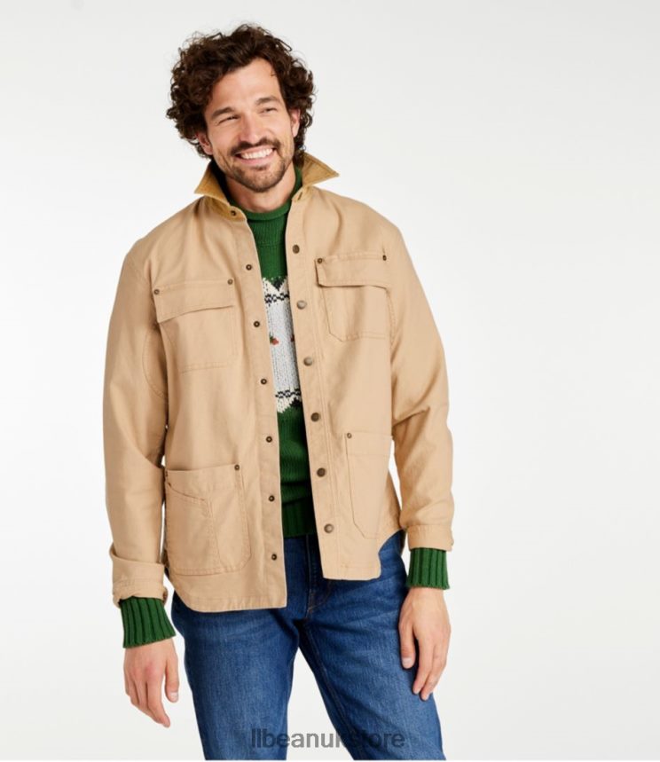 Clothing L.L.Bean Signature Lined Canvas Shirt Jac Light Hickory Men 0VRR66712