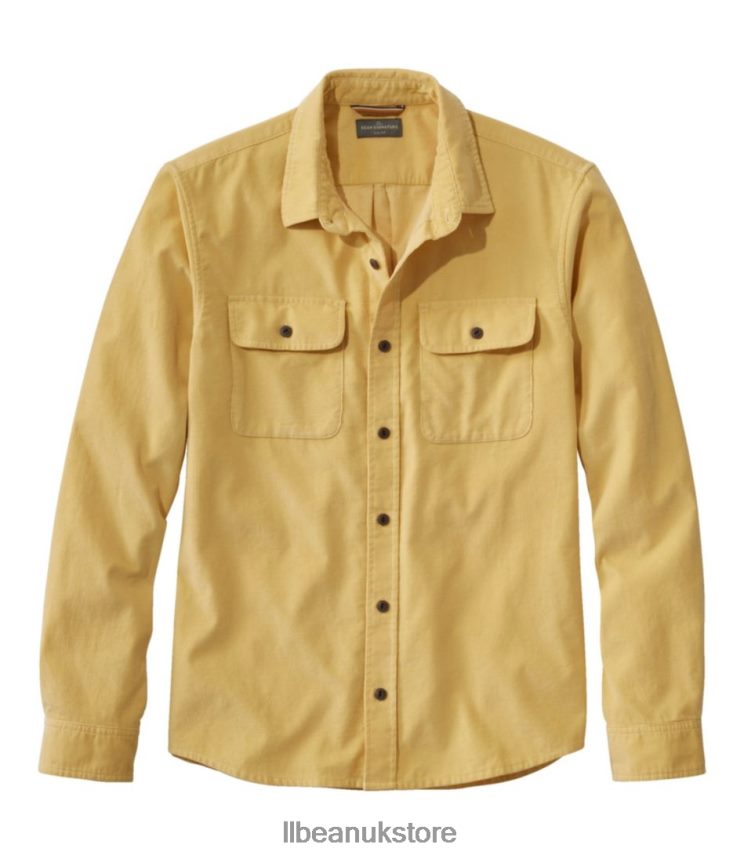 Clothing L.L.Bean Signature Microwale Corduroy Shirt Buff Yellow Men 0VRR66544