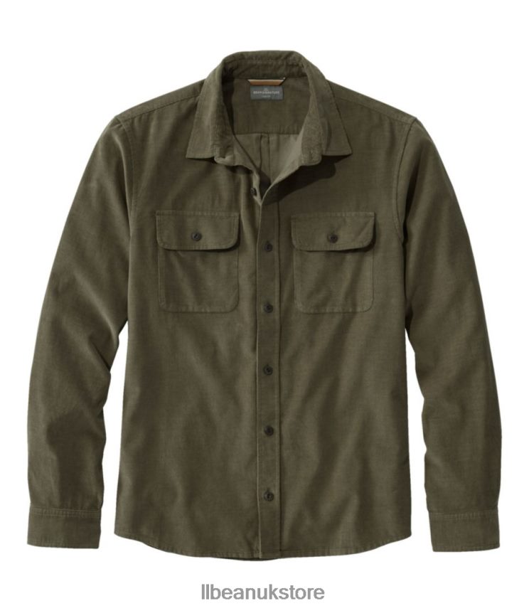 Clothing L.L.Bean Signature Microwale Corduroy Shirt Dusty Olive Men 0VRR664956