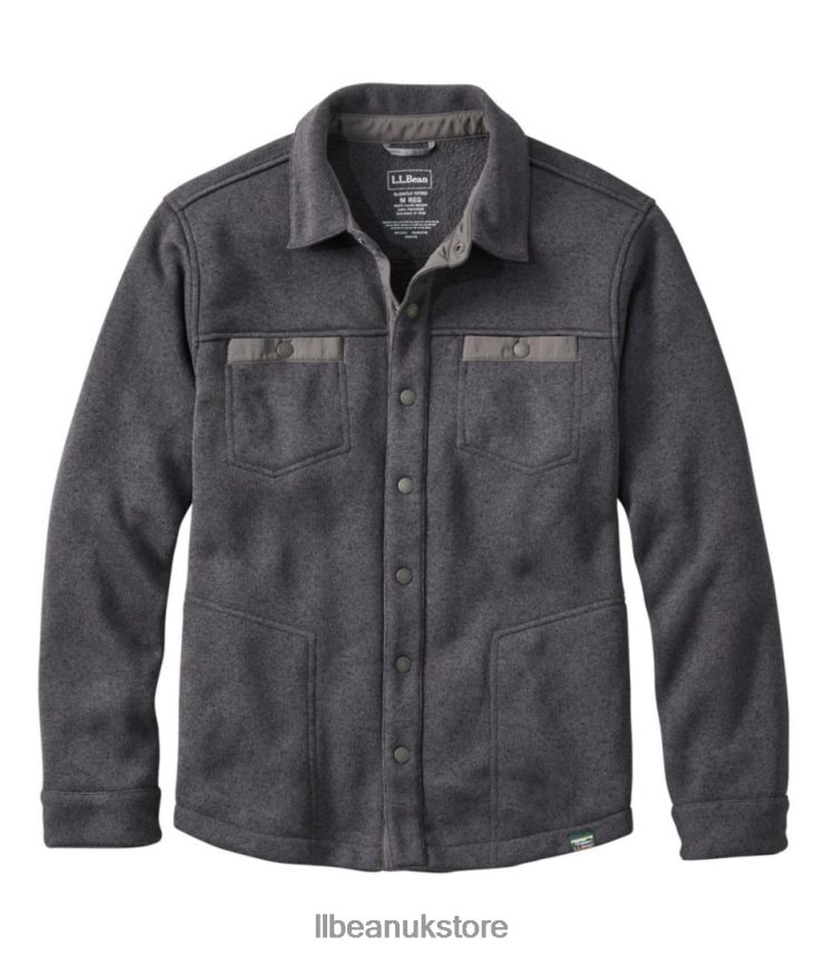 Clothing L.L.Bean Sweater Fleece Shirt Jac Charcoal Gray Heather Men 0VRR66529