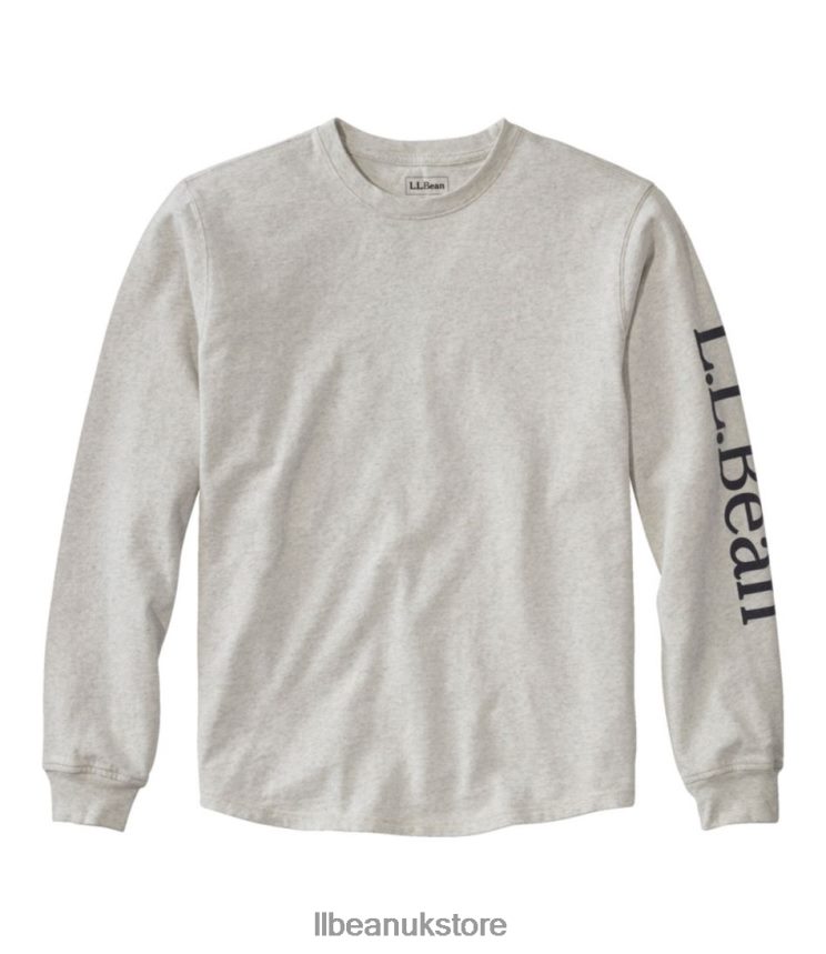 Clothing L.L.Bean BeanBuilt Cotton Tees Silver Birch Heather/Mountains Men 0VRR66164