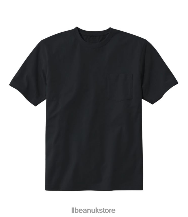 Clothing L.L.Bean Carefree Unshrinkable Tee with Pocket Black Men 0VRR666884