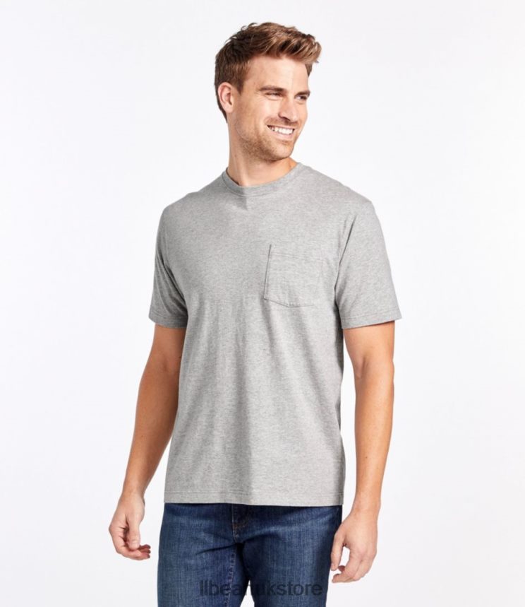 Clothing L.L.Bean Carefree Unshrinkable Tee with Pocket Charcoal Heather Men 0VRR662955
