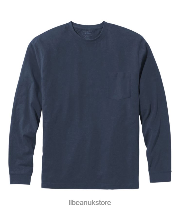 Clothing L.L.Bean Carefree Unshrinkable Tee with Pocket Navy Blue Men 0VRR667293