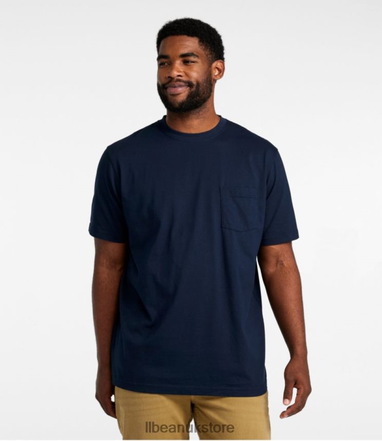 Clothing L.L.Bean Carefree Unshrinkable Tee with Pocket Ocean Blue Men 0VRR666413
