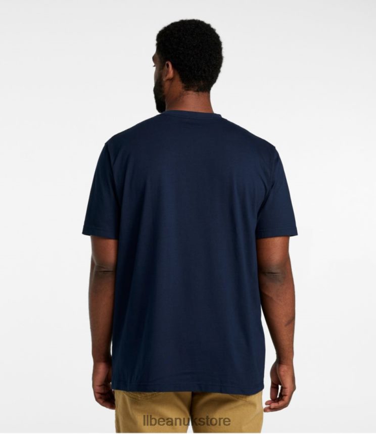 Clothing L.L.Bean Carefree Unshrinkable Tee with Pocket Ocean Blue Men 0VRR666413
